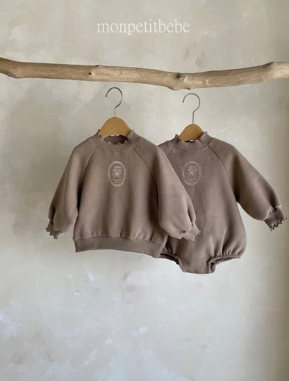 Monpetit Bebe Sweatshirt Floral Romper - Mocha image 5