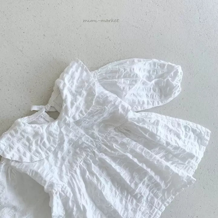 White Cotton Smock Collar Dress - Mimi Market image 0