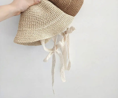 Wicker Sun Hat with Lace image 1